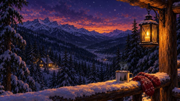 Snow Porch Lantern — Nature & Cozy wallpaper